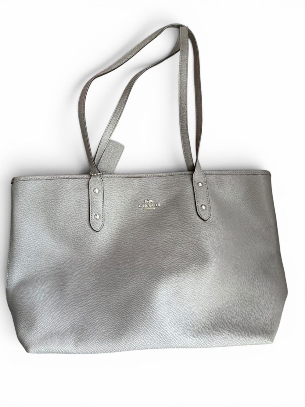 Coach Silver Leather Tote Bag